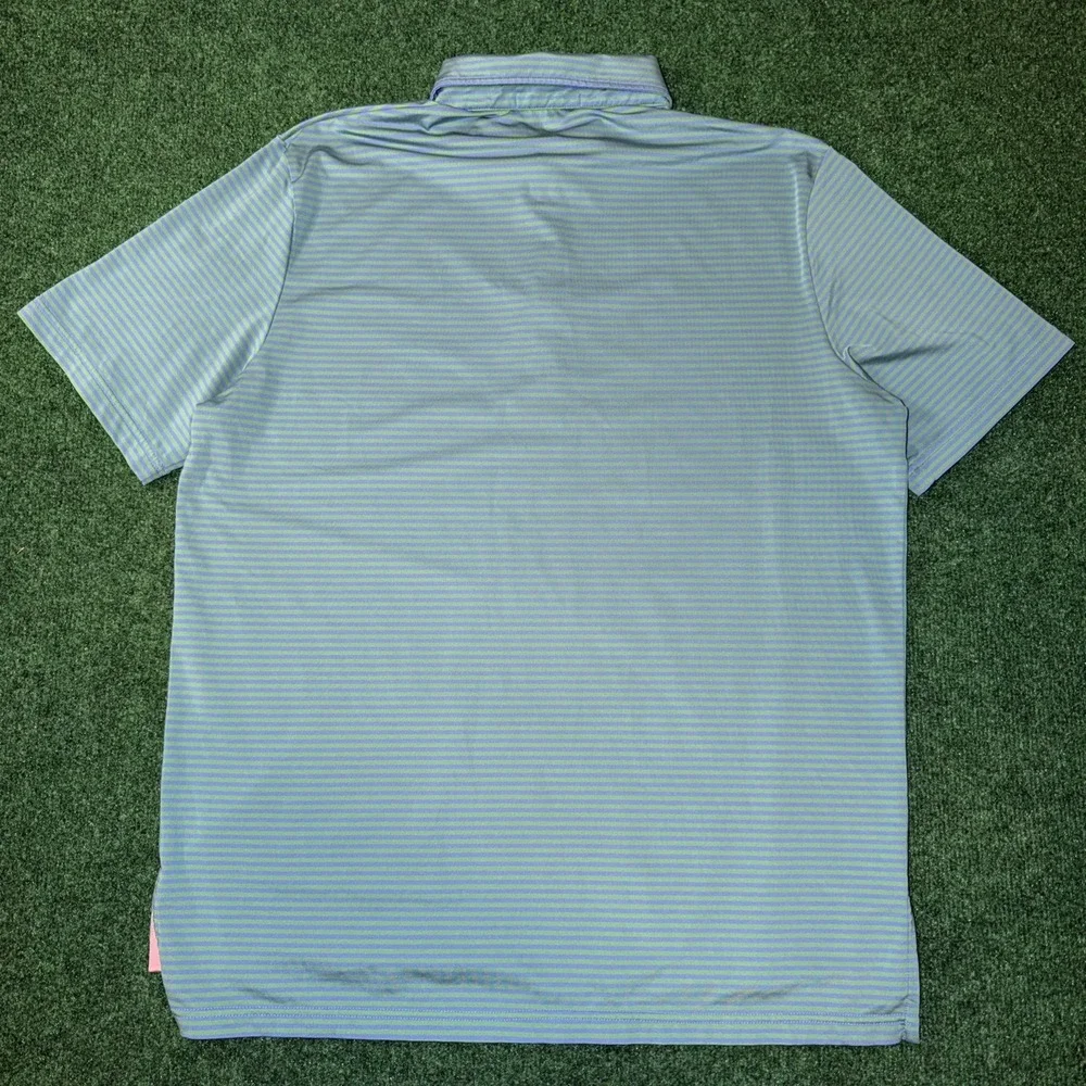 RLX Ralph Lauren Comfort Fit Polo Men's Size Large Green Purple Stripe 051